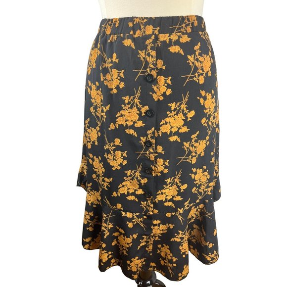 SHEIN GORGLITTER Floral Print Front Button Down Midi Skirt, Women's Size Small - Picture 1 of 15